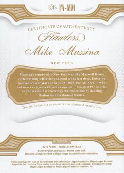 2019 Panini Flawless - Flawless Autographs Sapphire #FA-MM Mike Mussina Back