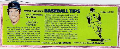 1979 Post Raisin Bran Steve Garvey's Baseball Tips #3 Rounding First Base Front