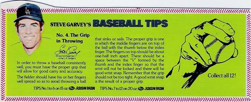 1979 Post Raisin Bran Steve Garvey's Baseball Tips #4 The Grip in Throwing Front