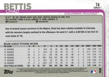 2019 Topps - 582 Montgomery #74 Chad Bettis Back