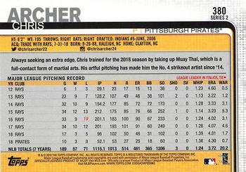 2019 Topps - 582 Montgomery #380 Chris Archer Back