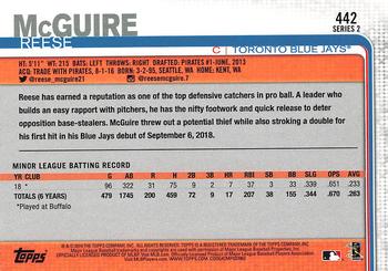 2019 Topps - 582 Montgomery #442 Reese McGuire Back