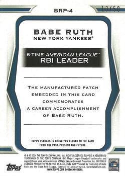 2014 Topps - Babe Ruth Manufactured Patches Gold #BRP-4 Babe Ruth Back