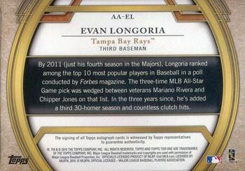 2015 Topps Tier One - Acclaimed Autographs Bronze Ink #AA-EL Evan Longoria Back