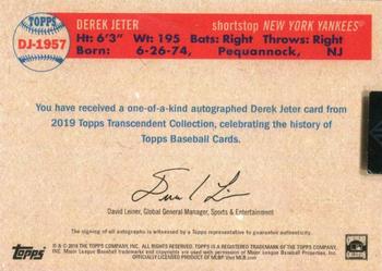 2019 Topps Transcendent Collection - Derek Jeter Through the Years Autographs #DJ-1957 Derek Jeter Back