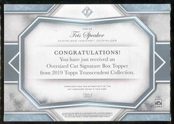 2019 Topps Transcendent Collection - Oversized Cut Signature Box Topper #TCS-TS Tris Speaker Back