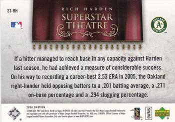 2006 Upper Deck Ovation - Superstar Theatre #ST-RH Rich Harden Back