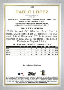 2019 Topps Gallery - Wood #48 Pablo Lopez Back