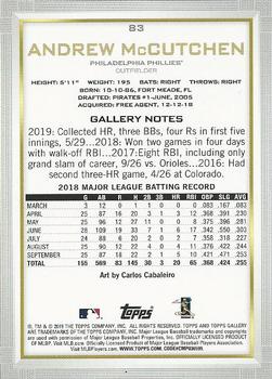 2019 Topps Gallery - Wood #83 Andrew McCutchen Back