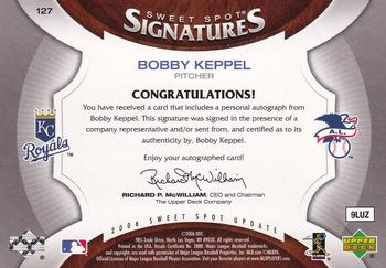 2006 Upper Deck Sweet Spot Update - Rookie Signatures Bat Barrel Black Ink #127 Bob Keppel Back