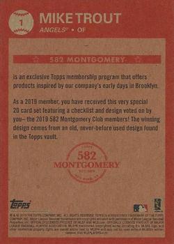 2018-19 Topps 582 Montgomery Club Set 5 #1 Mike Trout Back