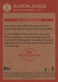 2018-19 Topps 582 Montgomery Club Set 5 #6 Aaron Judge Back