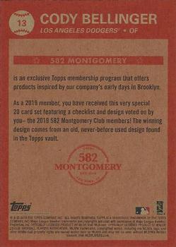 2018-19 Topps 582 Montgomery Club Set 5 #13 Cody Bellinger Back