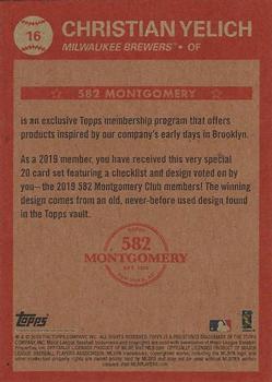2018-19 Topps 582 Montgomery Club Set 5 #16 Christian Yelich Back