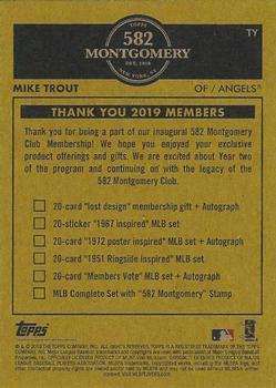 2018-19 Topps 582 Montgomery Club Set 5 #TY Mike Trout Back