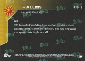 2019 Bowman Next Mesa Solar Sox #AFL-18 Nick Allen Back