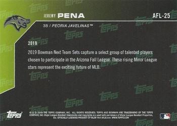 2019 Bowman Next Peoria Javelinas #AFL-25 Jeremy Pena Back