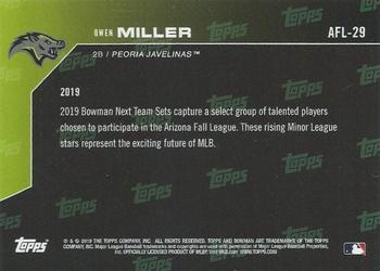 2019 Bowman Next Peoria Javelinas #AFL-29 Owen Miller Back