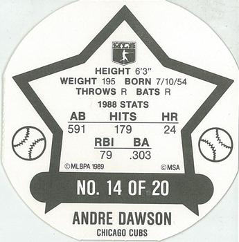 1989 Our Own Tea Discs #14 Andre Dawson Back