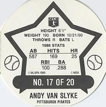 1989 Our Own Tea Discs #17 Andy Van Slyke Back