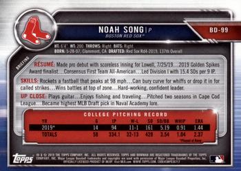 2019 Bowman Draft - Sky Blue #BD-99 Noah Song Back