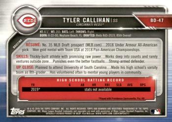 2019 Bowman Draft - Blue #BD-47 Tyler Callihan Back