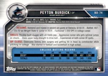 2019 Bowman Draft - Blue #BD-74 Peyton Burdick Back
