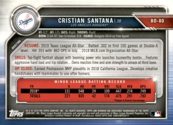 2019 Bowman Draft - Green #BD-80 Cristian Santana Back