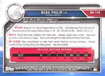 2019 Bowman Draft - Orange #BD-128 Beau Philip Back