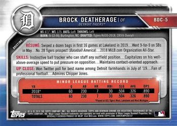 2019 Bowman Draft - Chrome #BDC-5 Brock Deatherage Back