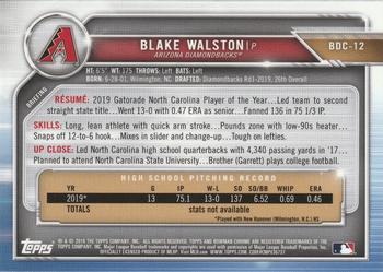 2019 Bowman Draft - Chrome #BDC-12 Blake Walston Back