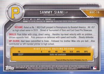 2019 Bowman Draft - Chrome #BDC-19 Sammy Siani Back