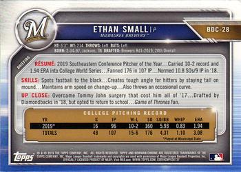 2019 Bowman Draft - Chrome #BDC-28 Ethan Small Back