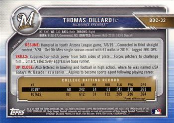 2019 Bowman Draft - Chrome #BDC-32 Thomas Dillard Back