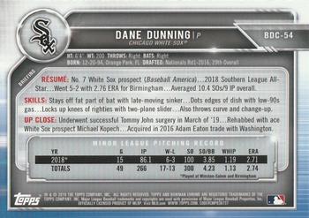 2019 Bowman Draft - Chrome #BDC-54 Dane Dunning Back