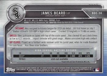 2019 Bowman Draft - Chrome #BDC-58 James Beard Back