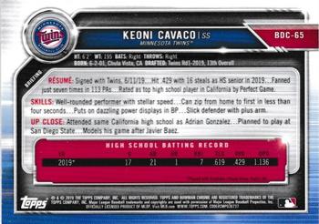 2019 Bowman Draft - Chrome #BDC-65 Keoni Cavaco Back