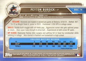 2019 Bowman Draft - Chrome #BDC-74 Peyton Burdick Back