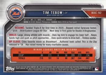 2019 Bowman Draft - Chrome #BDC-92 Tim Tebow Back