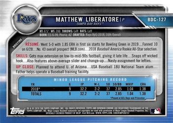 2019 Bowman Draft - Chrome #BDC-127 Matthew Liberatore Back