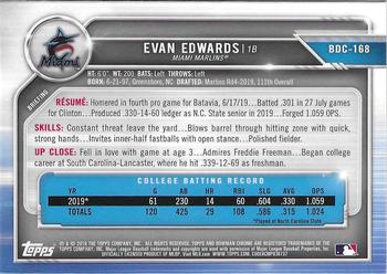 2019 Bowman Draft - Chrome #BDC-168 Evan Edwards Back