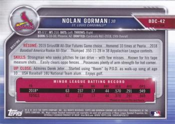 2019 Bowman Draft - Chrome Refractor #BDC-42 Nolan Gorman Back