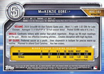 2019 Bowman Draft - Chrome Refractor #BDC-103 MacKenzie Gore Back