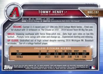 2019 Bowman Draft - Chrome Refractor #BDC-197 Tommy Henry Back
