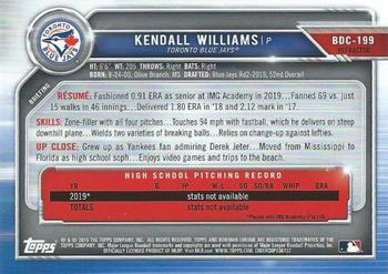 2019 Bowman Draft - Chrome Refractor #BDC-199 Kendall Williams Back