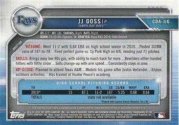 2019 Bowman Draft - Chrome Draft Pick Autographs #CDA-JJG JJ Goss Back