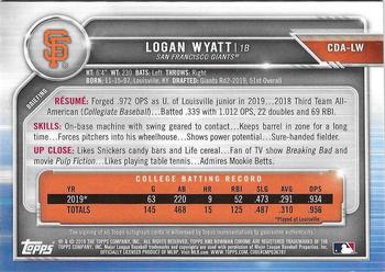 2019 Bowman Draft - Chrome Draft Pick Autographs #CDA-LW Logan Wyatt Back