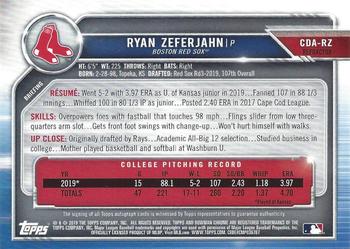 2019 Bowman Draft - Chrome Draft Pick Autographs #CDA-RZ Ryan Zeferjahn Back