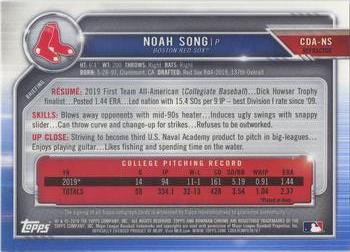 2019 Bowman Draft - Chrome Draft Pick Autographs Refractor #CDA-NS Noah Song Back
