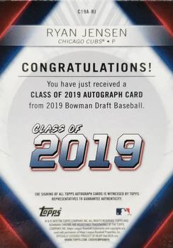 2019 Bowman Draft - Class of 2019 Autographs Gold Refractor #C19A-RJ Ryan Jensen Back